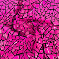 METALLIC DIAMOND - Metallic Sequins Velvet Fabric - Black Stretch Velvet - SHINY - By The Yard. Hot Pink