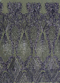 LAVENDER -  DIAMOND -  Fashion Design with Sequins Embroider on a 4 Way Stretch Mesh Fabric-Sold by Yard. For Evening Dress Prom Quinceanera