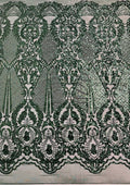HUNTER -  DAGGER - Fashion Design with Sequins Embroider on 4 Way Stretch Mesh Fabric-Sold by Yard. For Evening Dress Prom Quinceanera