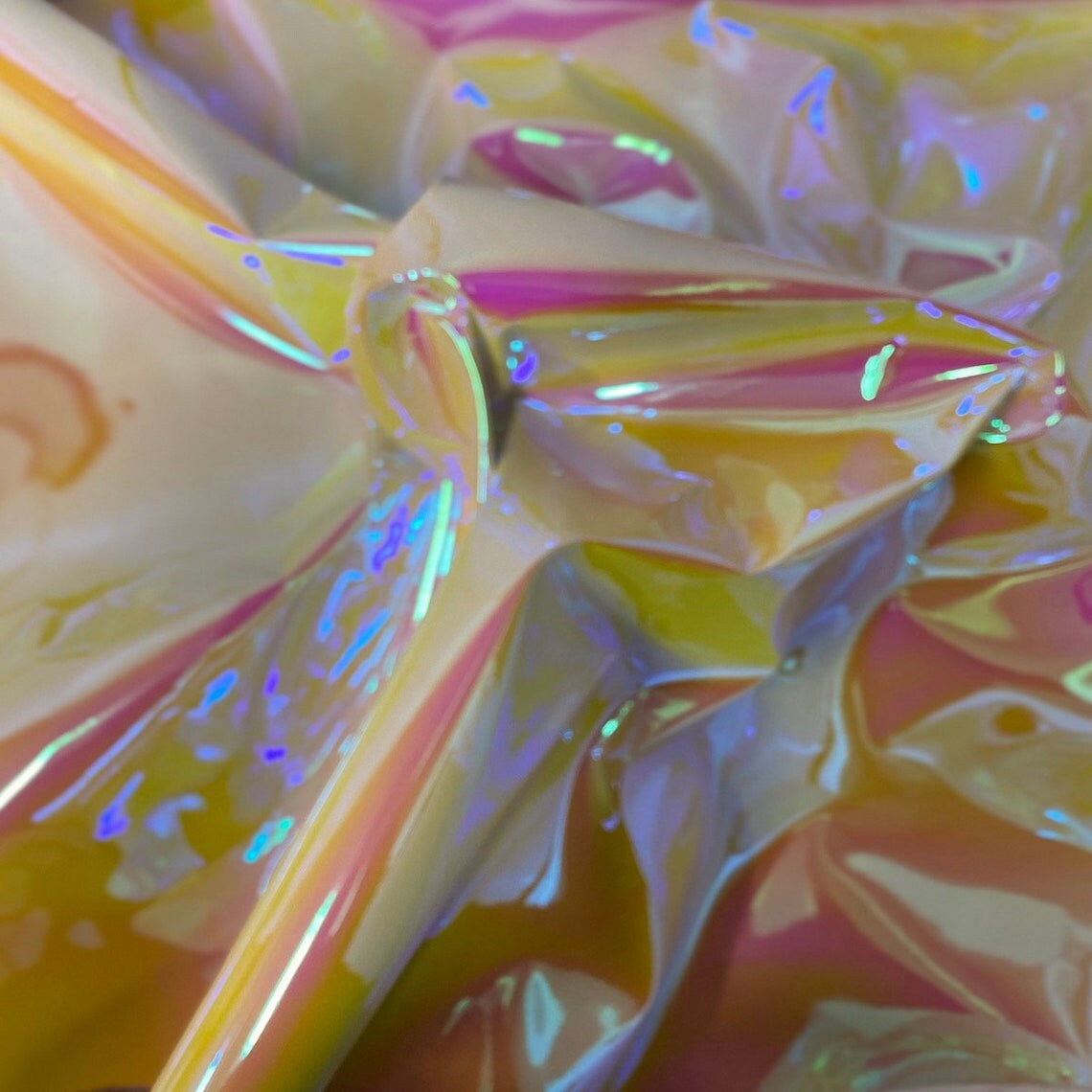 CHROME MIROR VINYL - Iridescent Chrome Reflective Mirror Vinyl Upholstery Crafting Fabric - Sold By The Yard - 54" Yellow
