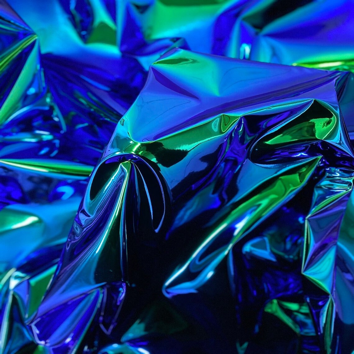 CHROME MIROR VINYL - Iridescent Chrome Reflective Mirror Vinyl Upholstery Crafting Fabric - Sold By The Yard - 54" Green