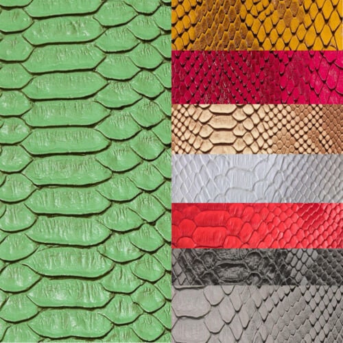 VIPER SNAKE  - Snake Fake Leather Upholstery, 3-D Viper Snake Skin Texture Faux Leather PVC Vinyl Fabric by The Yard
