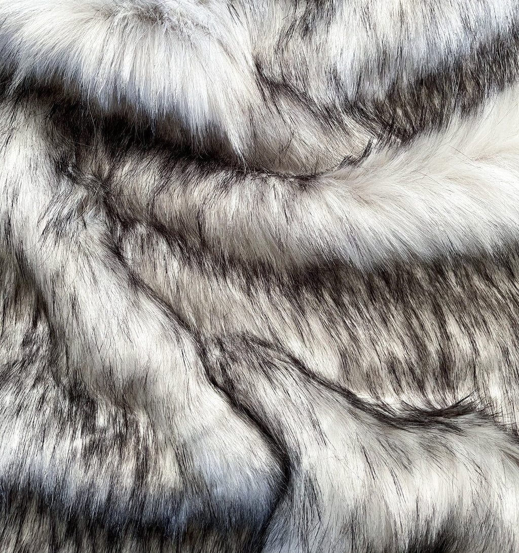 GRAY - Faux Fake Fur Animal Short Pile Fabric - WOLF - By The Yard -For Blankets Fashion Clothing Coats - Scarfs Rugs Crafts Decor -