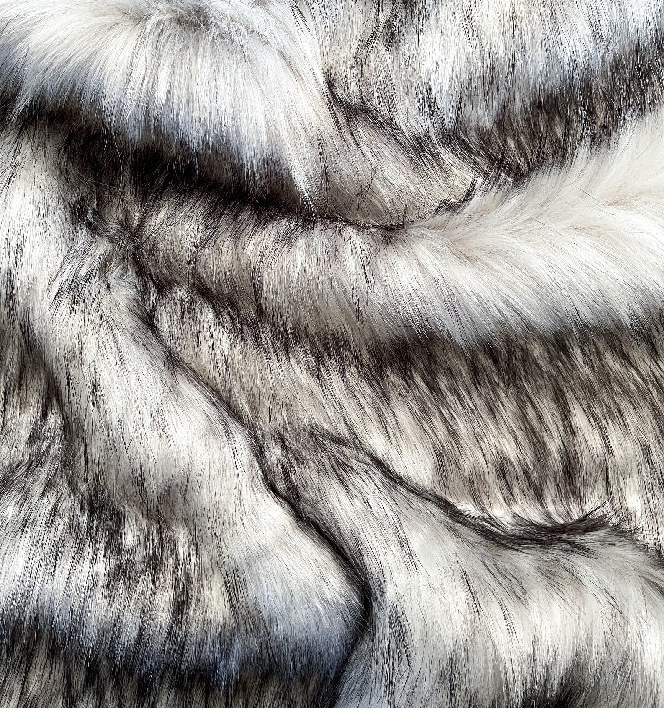 GRAY - Faux Fake Fur Animal Short Pile Fabric - WOLF - By The Yard -For Blankets Fashion Clothing Coats - Scarfs Rugs Crafts Decor -