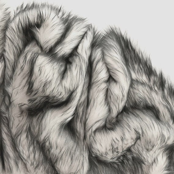 GRAY - Faux Fake Fur Animal Short Pile Fabric - WOLF - By The Yard -For Blankets Fashion Clothing Coats - Scarfs Rugs Crafts Decor -