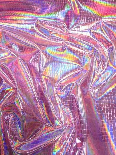 IRIDESCENT CROCODILE - Crocodile Vinyl Embossed 3D Scales-Faux Leather-Sold By Yard