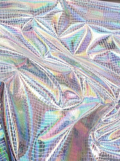 IRIDESCENT CROCODILE - Crocodile Vinyl Embossed 3D Scales-Faux Leather-Sold By Yard
