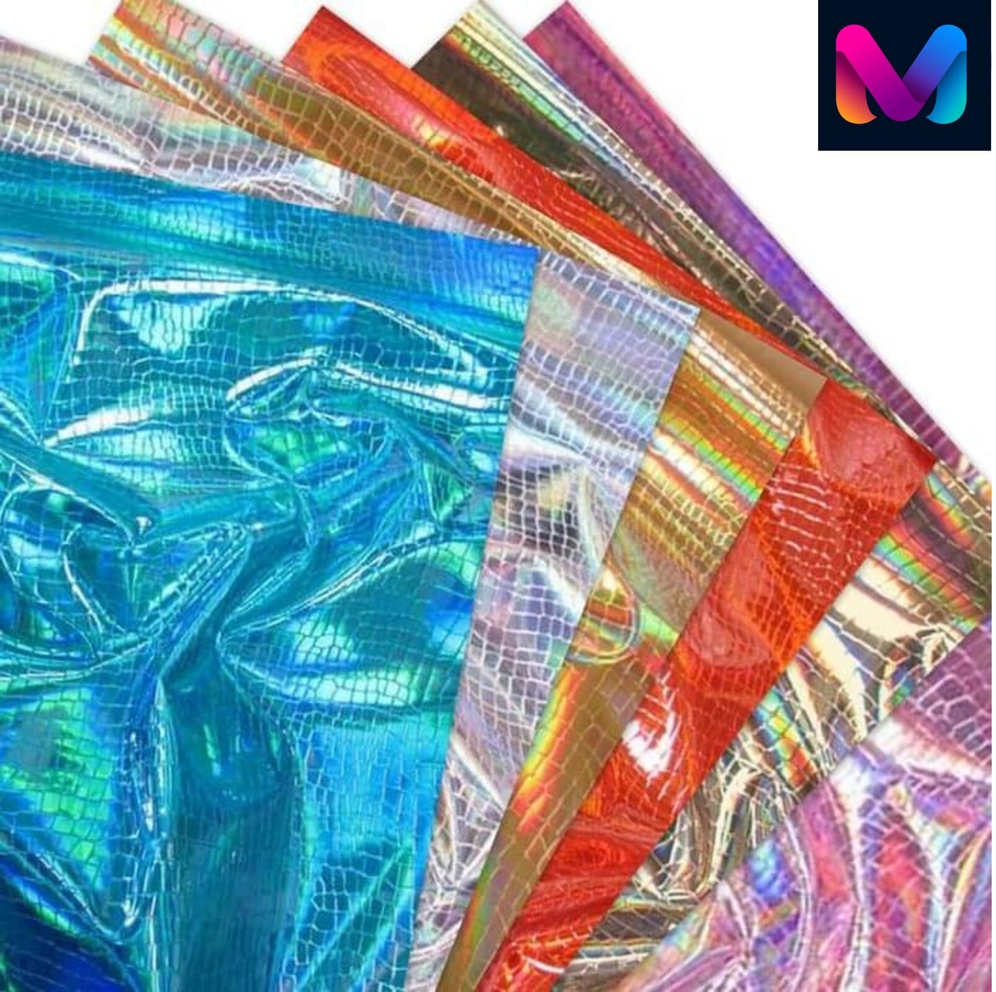 IRIDESCENT CROCODILE - Crocodile Vinyl Embossed 3D Scales-Faux Leather-Sold By Yard