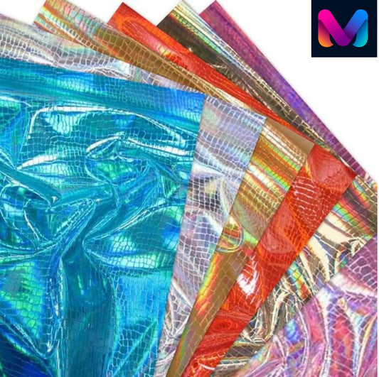 IRIDESCENT CROCODILE - Crocodile Vinyl Embossed 3D Scales-Faux Leather-Sold By Yard