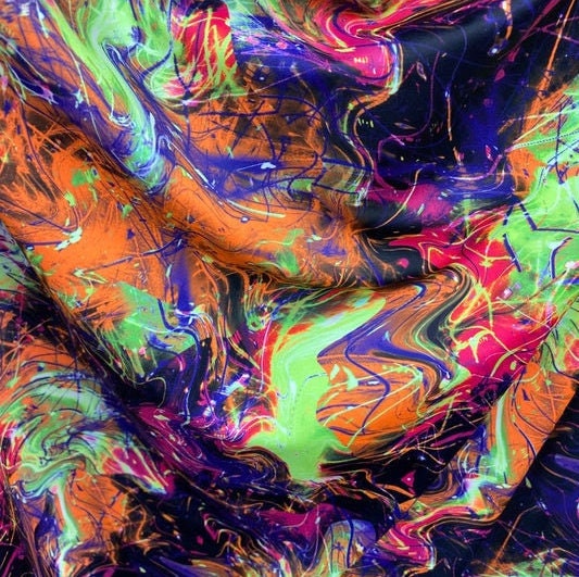 ABSTRACT -  Print Stretch Spandex-Sold By The Yard - PURPLELIME - Ideal For Costumes, Dresses, Leggings, Swimsuit and Much More
