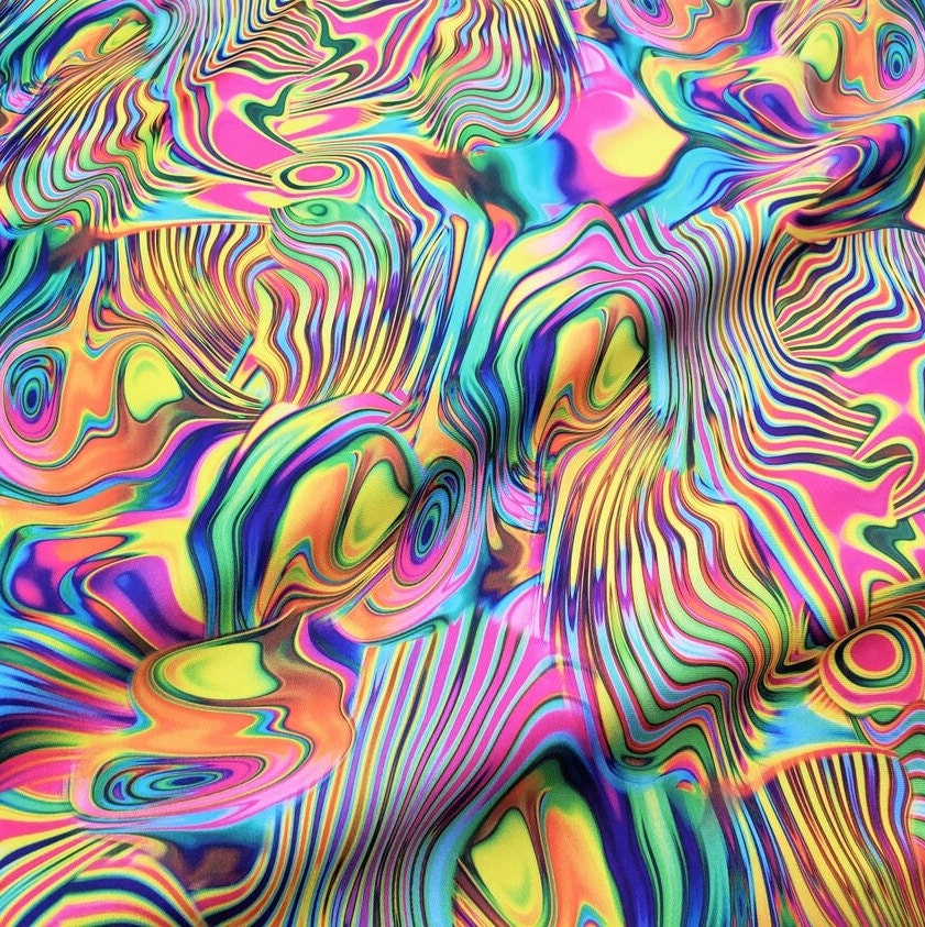PSYCHEDELIC - Print Stretch Spandex-Sold By The Yard - RAINBOW - Ideal For Costumes, Dresses, Leggings, Swimsuit and Much More