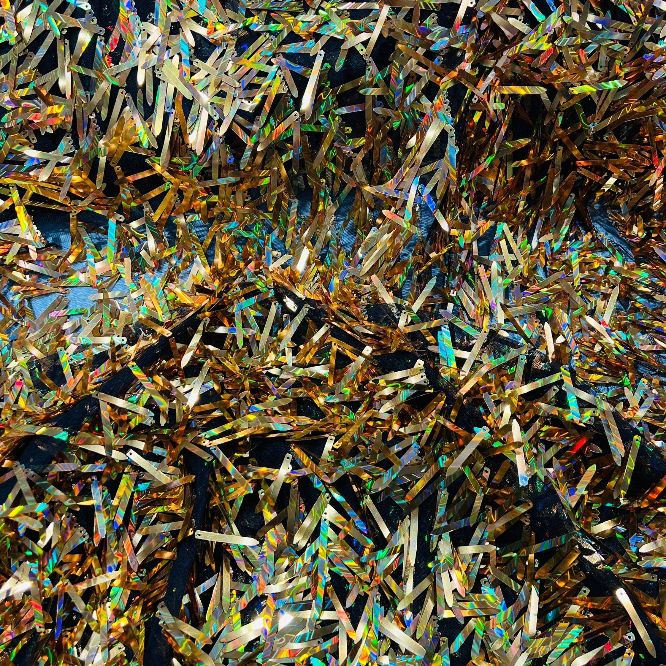 Swords Design Iridescent Sequin Fabric - GOLD - Fabric Sequin Fabric for Sewing  By The Yard -Evening Dress