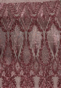 DUSTY  -  DIAMOND -  Fashion Design with Sequins Embroider on a 4 Way Stretch Mesh Fabric-Sold by Yard. For Evening Dress Prom Quinceanera