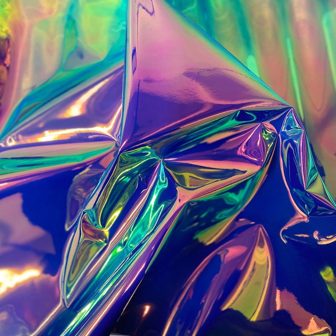 CHROME MIROR VINYL - Iridescent Chrome Reflective Mirror Vinyl Upholstery Crafting Fabric - Sold By The Yard - 54" Lavender