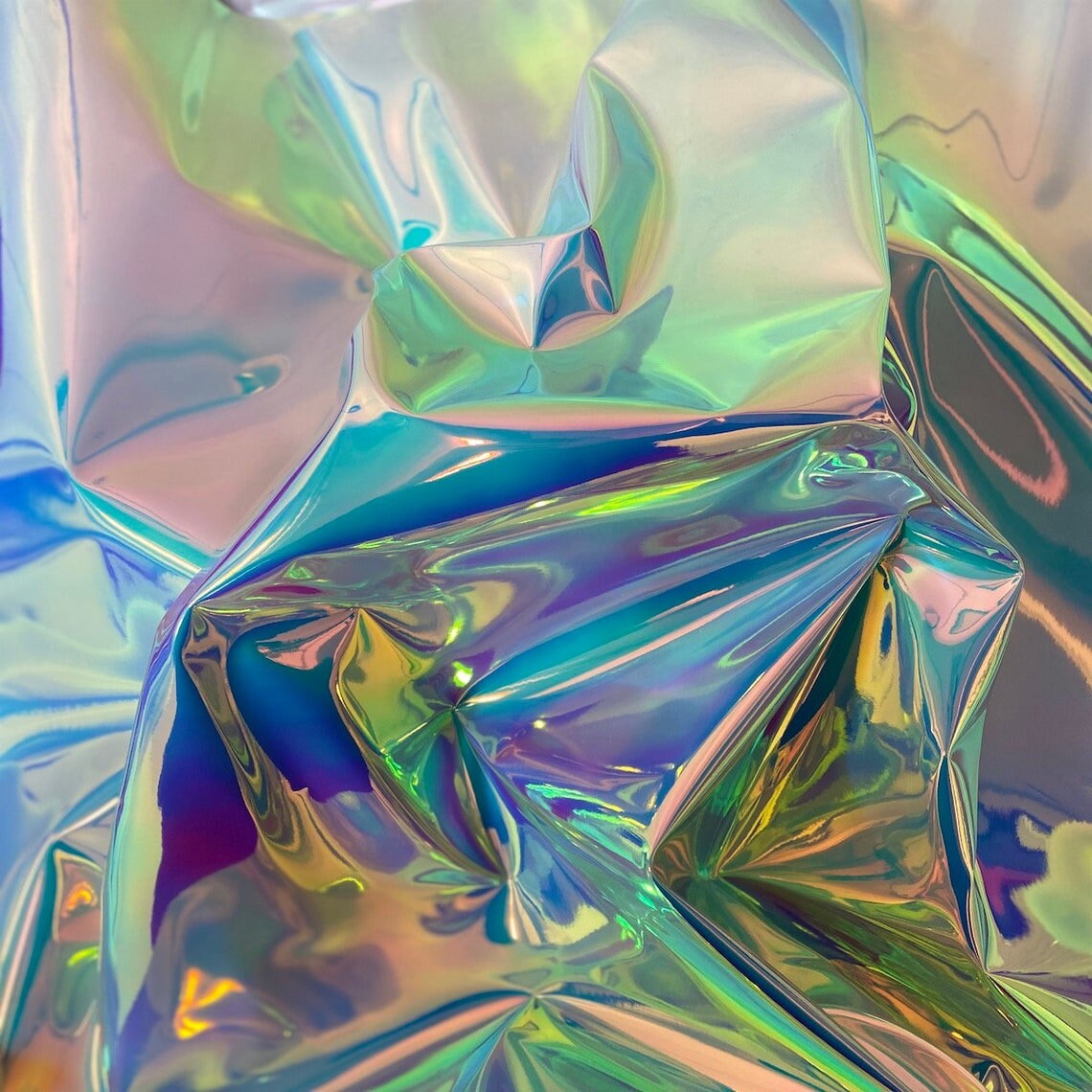 CHROME MIROR VINYL - Iridescent Chrome Reflective Mirror Vinyl Upholstery Crafting Fabric - Sold By The Yard - 54" Unicorn