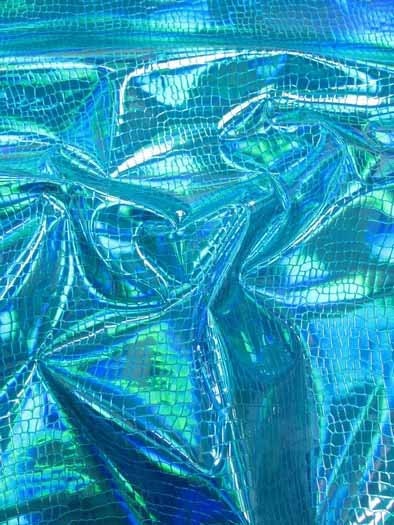 IRIDESCENT CROCODILE - Crocodile Vinyl Embossed 3D Scales-Faux Leather-Sold By Yard