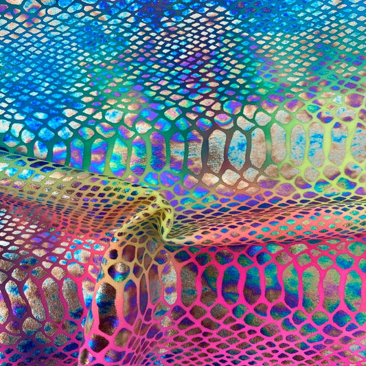 KING SNAKE -  Snake Print Stretch Spandex-Sold By The Yard - HOTPINKROYAL- Ideal For Costumes, Dresses, Leggings, Swimsuit and Mucho More